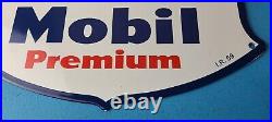 Vintage Mobil Sign Porcelain Premium Oil Gasoline Pegasus Gas Pump Sign