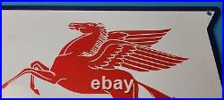 Vintage Mobil Sign Porcelain Premium Oil Gasoline Pegasus Gas Pump Sign