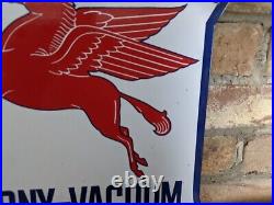 Vintage Mobil Socony-vavuum Porcelain Gas Pump Sign Mobil Mobiloil 12x12