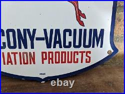 Vintage Mobil Socony-vavuum Porcelain Gas Pump Sign Mobil Mobiloil 12x12