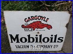 Vintage Mobile Oil Vacuum Oil Company Gargoyle Old Porcelain Enamel Sign Rare