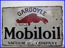 Vintage Mobile Oil Vacuume Oil Company Gargoyle Old Porcelain Enamel Sign Rare