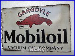 Vintage Mobile Oil Vacuume Oil Company Gargoyle Old Porcelain Enamel Sign Rare