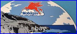 Vintage Mobilgas Gasoline Porcelain Mobil Oil Pegasus Motorcycle Service Sign