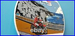 Vintage Mobilgas Gasoline Porcelain Mobil Oil Pegasus Motorcycle Service Sign