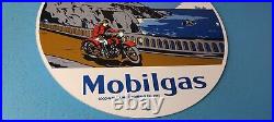 Vintage Mobilgas Gasoline Porcelain Mobil Oil Pegasus Motorcycle Service Sign