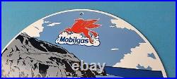 Vintage Mobilgas Gasoline Porcelain Mobil Oil Pegasus Motorcycle Service Sign