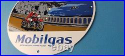 Vintage Mobilgas Gasoline Porcelain Mobil Oil Pegasus Motorcycle Service Sign