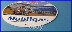 Vintage Mobilgas Gasoline Porcelain Mobil Oil Pegasus Motorcycle Service Sign