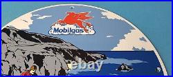 Vintage Mobilgas Gasoline Porcelain Mobil Oil Pegasus Motorcycle Service Sign