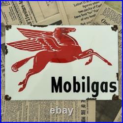Vintage Mobilgas Pegasus Oil Pump 8x12 Inches Porcelain Enamel Sign