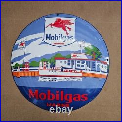 Vintage Mobilgas Pegasus Old Us Gasoline Oil Gas Pump Enamel Porcelain Sign