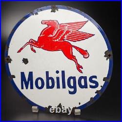 Vintage Mobilgas Porcelain Enamel Gas Pump Sign Motor Oil Advertising Collecti