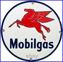 Vintage Mobilgas Porcelain Sign Dealership Gas Station Mobil Motor Oil Peggy