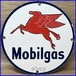 Vintage Mobilgas Porcelain Sign Dealership Gas Station Mobil Motor Oil Peggy