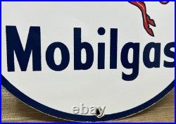 Vintage Mobilgas Porcelain Sign Dealership Gas Station Mobil Motor Oil Peggy