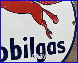 Vintage Mobilgas Porcelain Sign Dealership Gas Station Mobil Motor Oil Peggy