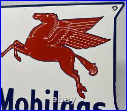 Vintage Mobilgas Porcelain Sign Gas Station Pump Plate Mobil Motor Oil Service