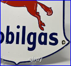 Vintage Mobilgas Porcelain Sign Gas Station Pump Plate Mobil Motor Oil Service