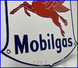 Vintage Mobilgas Porcelain Sign Gas Station Pump Plate Mobil Motor Oil Service