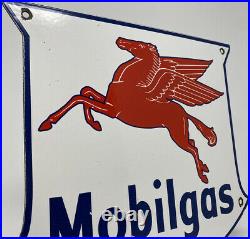 Vintage Mobilgas Porcelain Sign Gas Station Pump Plate Mobil Motor Oil Service