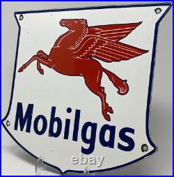 Vintage Mobilgas Porcelain Sign Gas Station Pump Plate Mobil Motor Oil Service