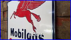 Vintage Mobilgas Porcelain Sign Mobil Pegasus Gasoline Motor Oil Gas Pump Plate