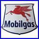 Vintage Mobilgas Sign Porcelain Mobil Gasoline Pegasus Shield Gas Pump Sign