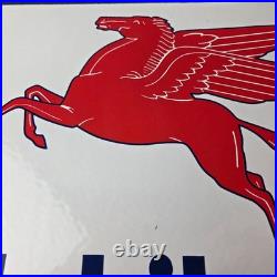 Vintage Mobilgas Sign Porcelain Mobil Gasoline Pegasus Shield Gas Pump Sign