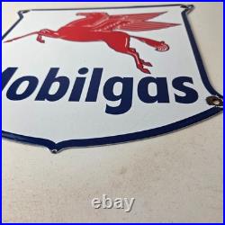 Vintage Mobilgas Sign Porcelain Mobil Gasoline Pegasus Shield Gas Pump Sign