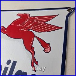 Vintage Mobilgas Sign Porcelain Mobil Gasoline Pegasus Shield Gas Pump Sign
