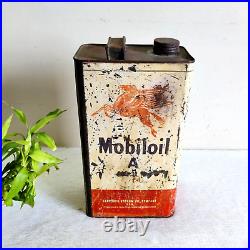 Vintage Mobiloil A Motor Oil Advertising Tin Can Automobile Collectible T198