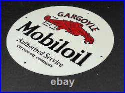 Vintage Mobiloil Authorized Service Advertising 12 Porcelain Sign Gas & Oil