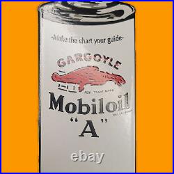 Vintage Mobiloil Gargoyle A&bb Metal Porcelain Gas Motor Oil Sign Vacuum Oil Co