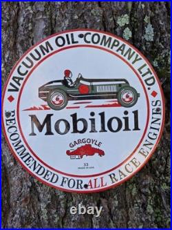 Vintage Mobiloil Gargoyle Porcelain Sign, Vacuum Oil Company Ltd. 12 Vintage Mobiloil Gargoyle Porcelain Sign, Vacuum Oil Company Ltd. 12