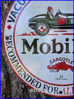 Vintage Mobiloil Gargoyle Porcelain Sign, Vacuum Oil Company Ltd. 12 Vintage Mobiloil Gargoyle Porcelain Sign, Vacuum Oil Company Ltd. 12