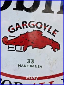 Vintage Mobiloil Gargoyle Porcelain Sign, Vacuum Oil Company Ltd. 12 Vintage Mobiloil Gargoyle Porcelain Sign, Vacuum Oil Company Ltd. 12
