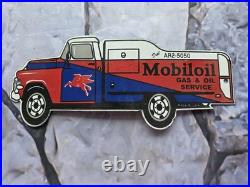 Vintage Mobiloil Gas And Oil Service Tanker Porcelain Sign 12×5