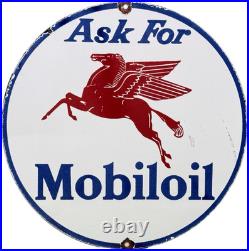 Vintage Mobiloil Porcelain Sign Dealership Gas Station Mobil Motor Oil Peggy