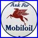 Vintage Mobiloil Porcelain Sign Dealership Gas Station Mobil Motor Oil Peggy