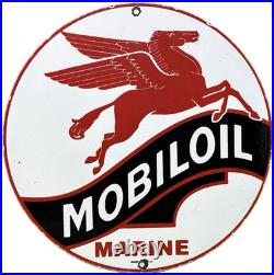 Vintage Mobiloil Porcelain Sign Dealership Gas Station Mobil Motor Oil Peggy