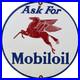 Vintage Mobiloil Porcelain Sign Dealership Gas Station Mobil Motor Oil Peggy