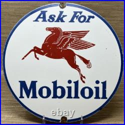 Vintage Mobiloil Porcelain Sign Dealership Gas Station Mobil Motor Oil Peggy Vintage Mobiloil Porcelain Sign Dealership Gas Station Mobil Motor Oil Peggy