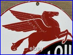 Vintage Mobiloil Porcelain Sign Dealership Gas Station Mobil Motor Oil Peggy