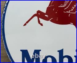 Vintage Mobiloil Porcelain Sign Dealership Gas Station Mobil Motor Oil Peggy