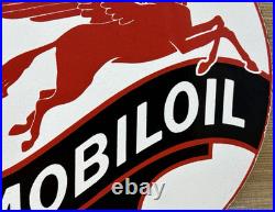Vintage Mobiloil Porcelain Sign Dealership Gas Station Mobil Motor Oil Peggy