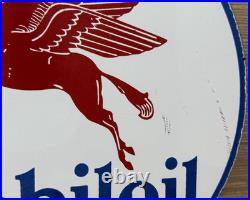 Vintage Mobiloil Porcelain Sign Dealership Gas Station Mobil Motor Oil Peggy