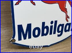 Vintage Mobiloil Porcelain Sign Dealership Gas Station Mobil Motor Oil Peggy