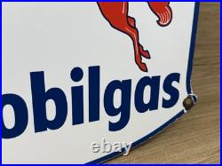 Vintage Mobiloil Porcelain Sign Dealership Gas Station Mobil Motor Oil Peggy