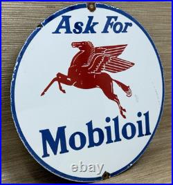 Vintage Mobiloil Porcelain Sign Dealership Gas Station Mobil Motor Oil Peggy